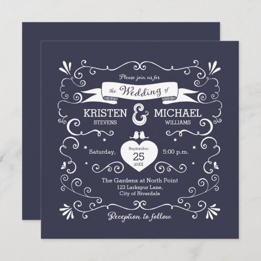 Boho Swirls (Changeable Background Color) Wedding (Voorkant / Achterkant)
