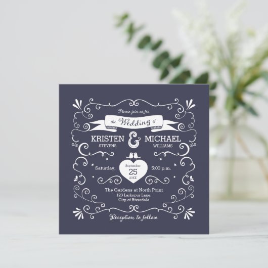Boho Swirls (Changeable Background Color) Wedding (Staand voorkant)