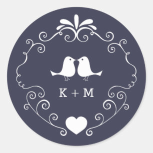 Boho Swirls (Changeable Background Color) Wedding Ronde Sticker