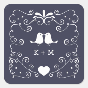 Boho Swirls (Changeable Background Color) Wedding Vierkante Sticker
