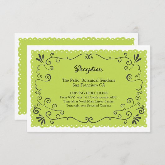 Boho Swirls, Curls, a Banner & Lovebird Wedding Informatiekaartje (Voorkant / Achterkant)
