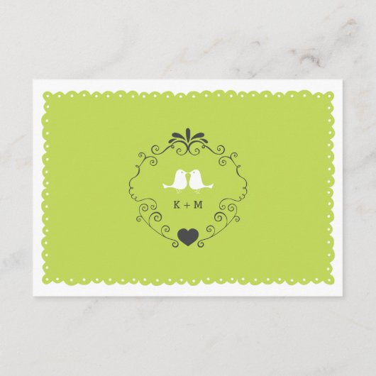 Boho Swirls, Curls, a Banner & Lovebird Wedding Informatiekaartje (Achterkant)