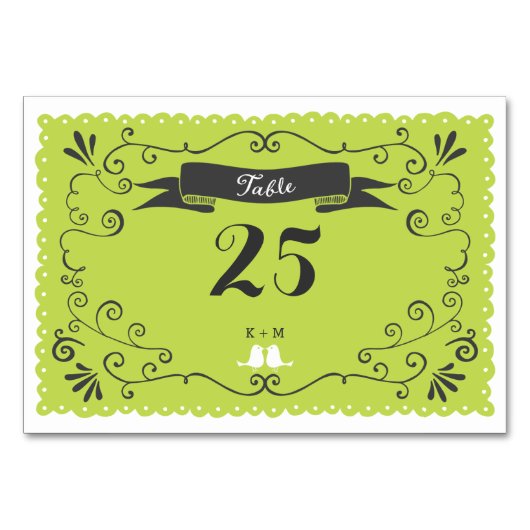 Boho Swirls, Curls, a Banner & Lovebird Wedding Kaart (Voorkant)