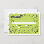 Boho Swirls, Curls, a Banner & Lovebird Wedding RSVP Kaartje (Voorkant)