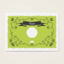 Boho Swirls, Curls, a Banner & Lovebird Wedding Visitekaartje