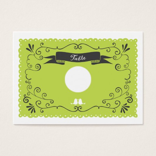 Boho Swirls, Curls, a Banner & Lovebird Wedding Visitekaartje (Voorkant)