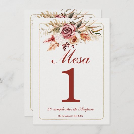 Boho Tafelnummers Spaans (Voorkant / Achterkant)