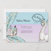 Boho Talking Llama Pink Turquoise Oh Baby shower Kaart (Voorkant)
