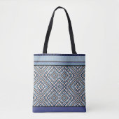 Boho Tan, Black, Blue Tribal Geïnspireerd Tote Bag (Voorkant)