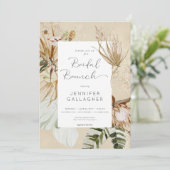 Boho Tan Bloemengras Bridal Brunch Kaart (Staand voorkant)