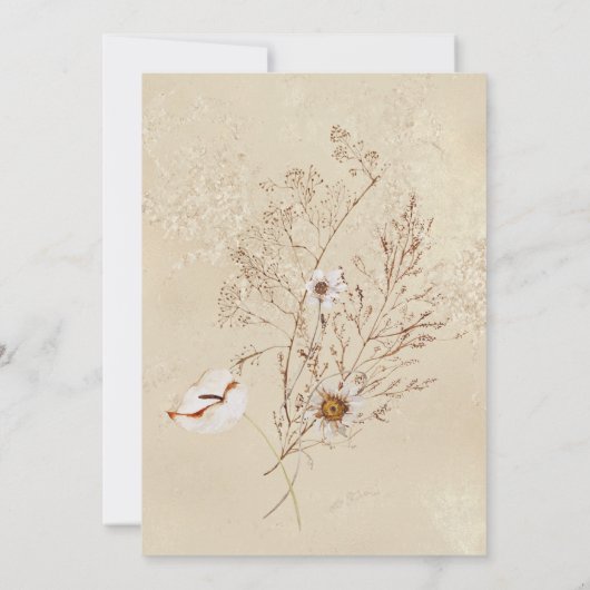 Boho Tan Bloemengras Bridal Brunch Kaart (Achterkant)