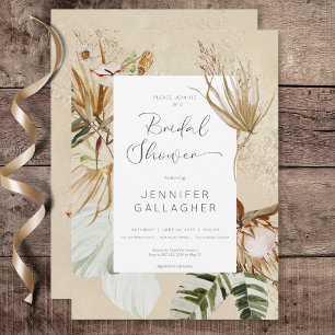 Boho Tan Floral Grass Vrijgezellenfeest Kaart