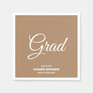 Boho Tan Minimalist Modern Graduation Party Servet