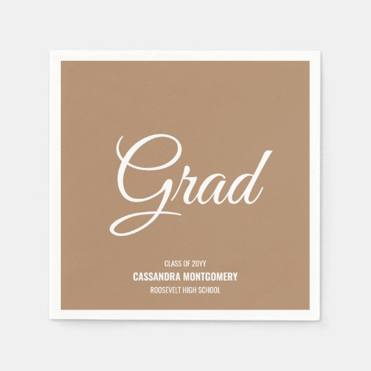 Boho Tan Minimalist Modern Graduation Party Servet (Voorkant)