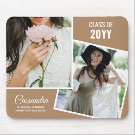 Boho Tan Minimalist Twee foto Afstuderen Muismat