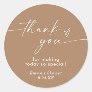 Boho Tan Minimalistische Dank Je Wel Favor Sticker