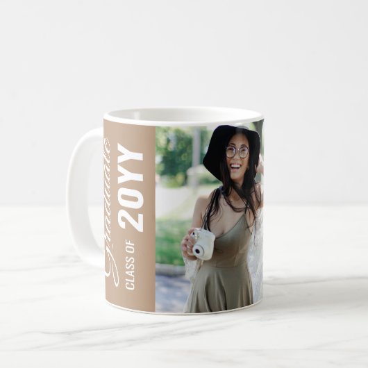 Boho Tan Moderne Klassieke Foto Afstudeerfeest Koffiemok (Voorkant links)