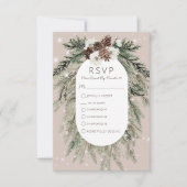 Boho Tan Pine Winter Sparkle Drie Diner RSVP Kaartje (Voorkant)