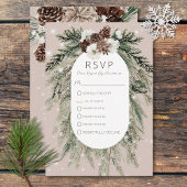 Boho Tan Pine Winter Sparkle Drie Diner RSVP Kaartje
