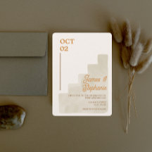 Boho Tan Ranch Trouw Uitnodigingen