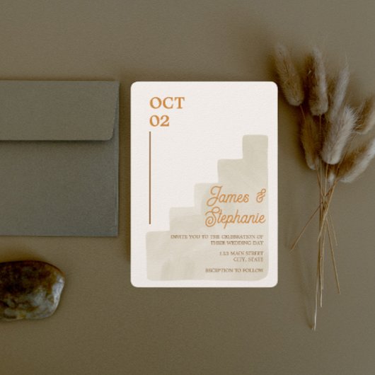 Boho Tan Ranch Trouw Uitnodigingen