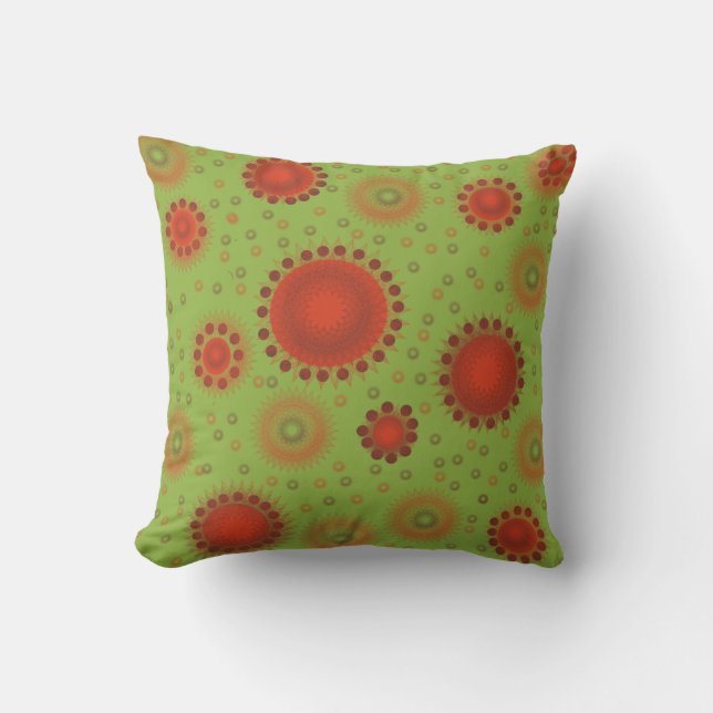 Boho Tangerine en Groen Amerikaanse MoJo Kussens (Voorkant)