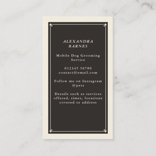 Boho Tarot Dog Groomer visitekaartje (Achterkant)