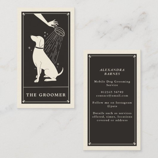 Boho Tarot Dog Groomer visitekaartje (Voorkant / Achterkant)