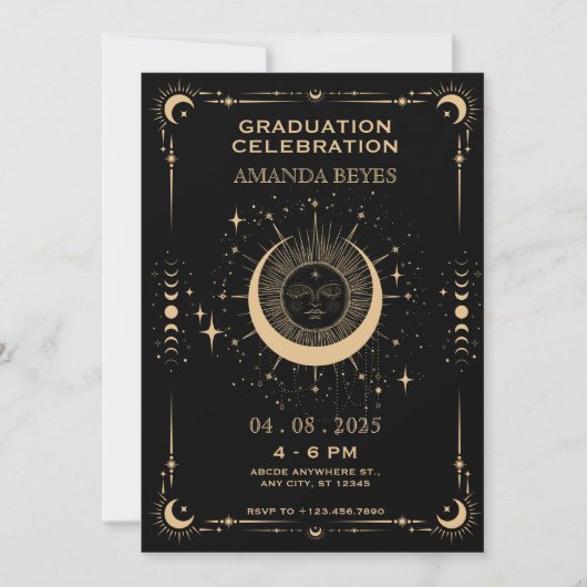 Boho tarot maan zon Afstuderen Kaart (Voorkant)