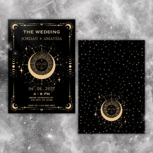 Boho tarot maan zon Huwelijksuitnodiging Save The Date
