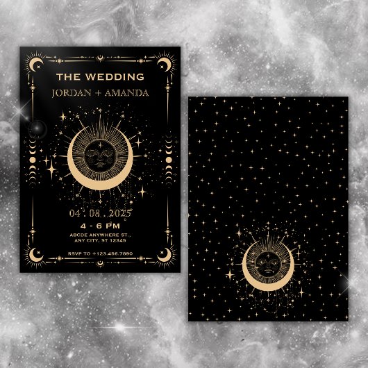 Boho tarot maan zon Huwelijksuitnodiging Save The Date