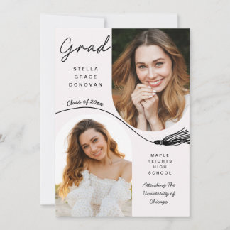 Boho Tassel Grad Announcement with Photo Kaart
