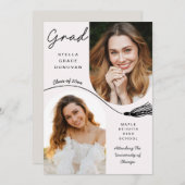 Boho Tassel Grad Announcement with Photo Kaart (Voorkant / Achterkant)