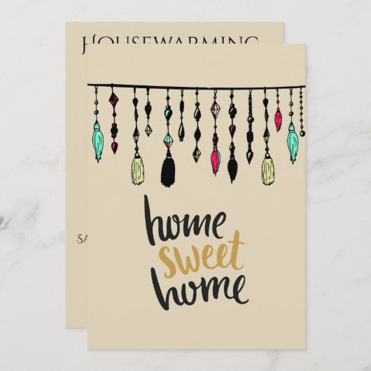 Boho Tassels Housewarming Party nodigt Kaart (Voorkant / Achterkant)