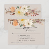 Boho Taupe Aardse Herfst Bloem Pampas Gras Bruilof RSVP Kaartje (Voorkant / Achterkant)