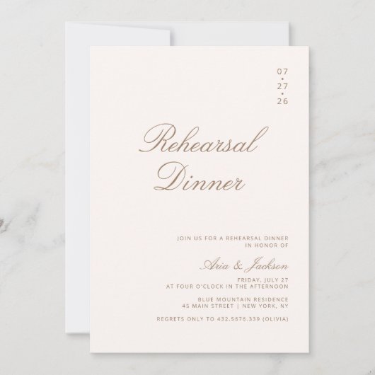 Boho Taupe Elegant Kalligrafie repetitie diner Kaart (Voorkant)