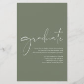 Boho Taupe Green Minimalist Arch Foto Afstuderen (Achterkant)