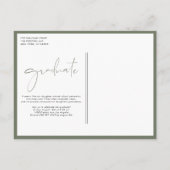 Boho Taupe Green Minimalist Arch Foto Afstuderen Uitnodiging Briefkaart (Achterkant)