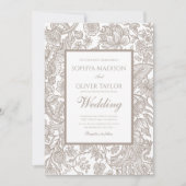 Boho Taupe Herfst lijn Art Wildflower Kaart (Voorkant)