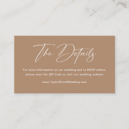 Boho Taupe Huwelijksdetails Informatiekaartje