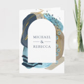 Boho Taupe Navy Blauwe Kwaststreken QR Code Bruilo (Voorkant)