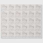 Boho Taupe Script Typografie Boy Baby shower Cadeaupapier (Vlak)