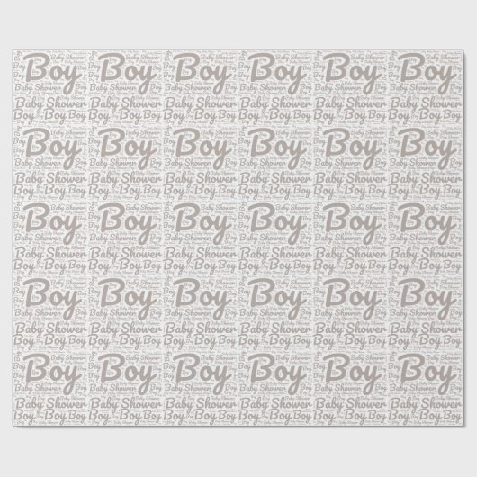 Boho Taupe Script Typografie Boy Baby shower Cadeaupapier (Vlak)