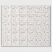 Boho Taupe Script Typografie Meisje Baby shower Cadeaupapier (Vlak)