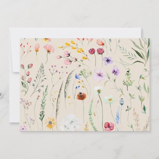 Boho Taupe Wildflower Meadow Bruiloft Bedankkaart (Achterkant)