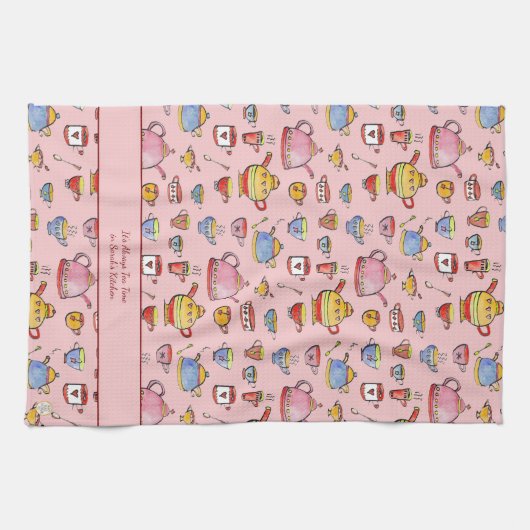 Boho Tea Drinker Quote Roze Gepersonaliseerde Boer Theedoek (Horizontaal)