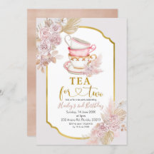 Boho Tea for Two Second Birthday Invitation