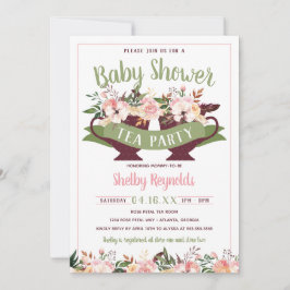 Boho Tea Party Baby shower Uitnodiging