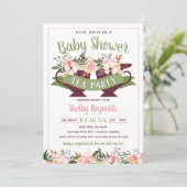 Boho Tea Party Baby shower Uitnodiging (Staand voorkant)