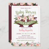 Boho Tea Party Baby shower Uitnodiging (Voorkant / Achterkant)